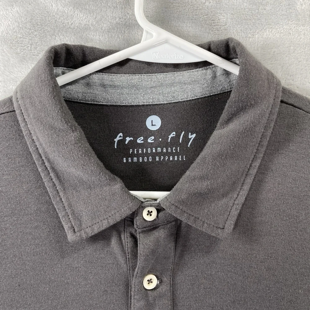 Free Fly Apparel Polo Shirt Mens Large Performance Stretch Gray Bamboo Blend